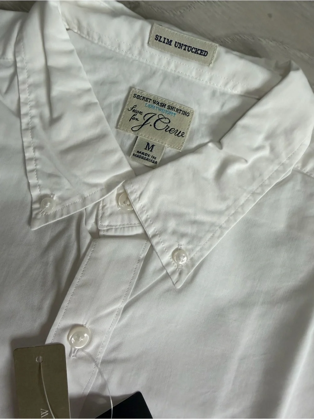 J. Crew Men's White Long-Sleeve Button-Up Shirt